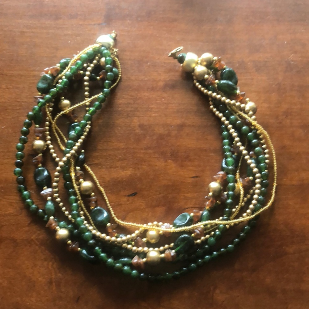 Green/gold and brown necklace